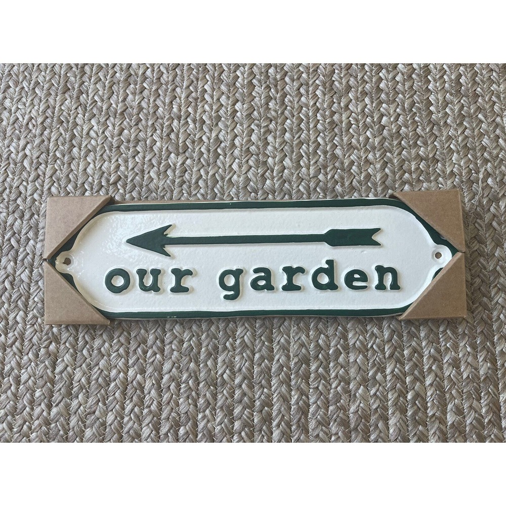 New Smith & Hawken Our Garden Aluminum Wall Sign Green Letters 11.4" X 3.2"